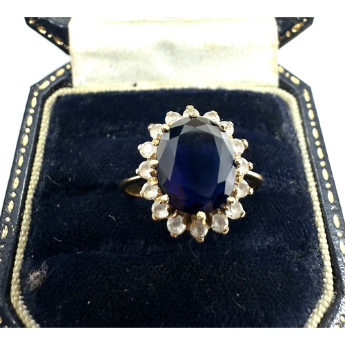 97 - 14ct gold tanzanite & white gemstone ring weight 3.8g