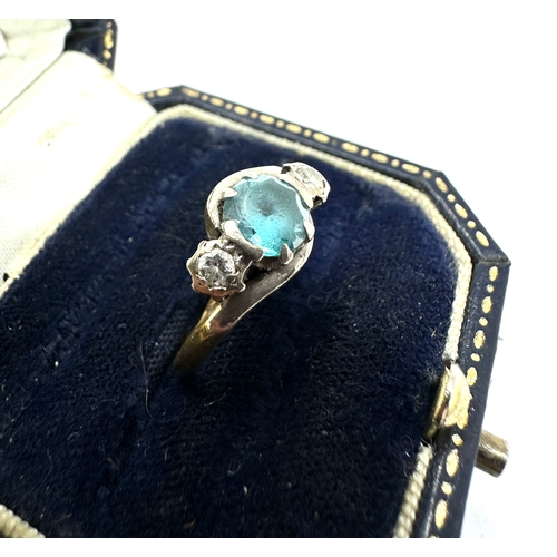 103 - 18ct & plat blue Zircon & diamond ring 4.2g