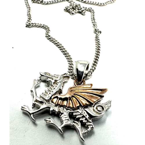 211 - Clogau Welsh Dragon Silver & gold Pendant necklace