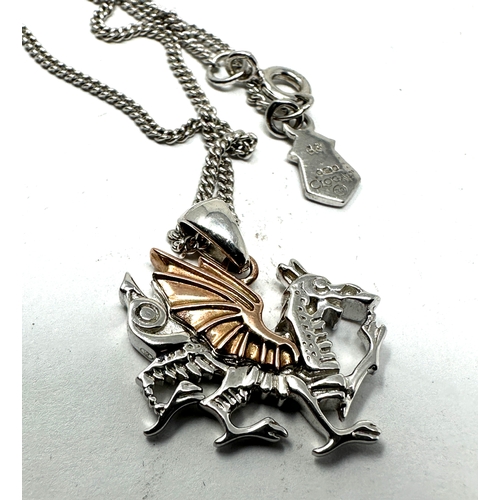 211 - Clogau Welsh Dragon Silver & gold Pendant necklace