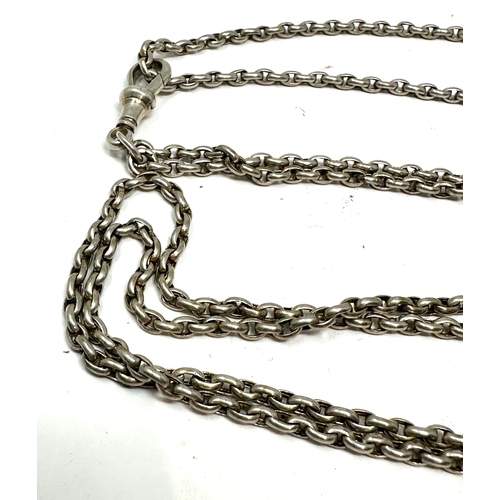 220 - Antique silver guard chain measures approx 140cm long xrt tested s silver weight 30g