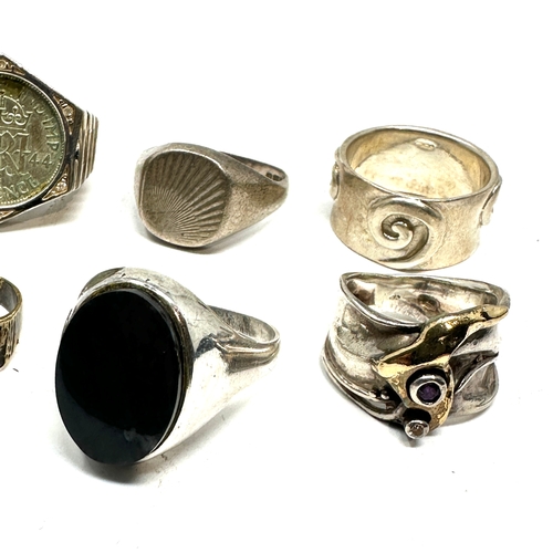 222 - 6 vintage silver rings weight 48g