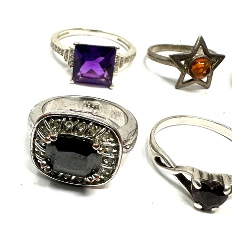 223 - 6 vintage silver gemstone set rings weight 25g