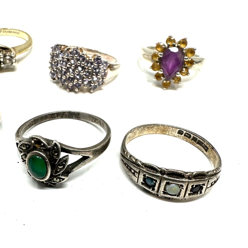 224 - 6 vintage silver gemstone set rings weight 21g