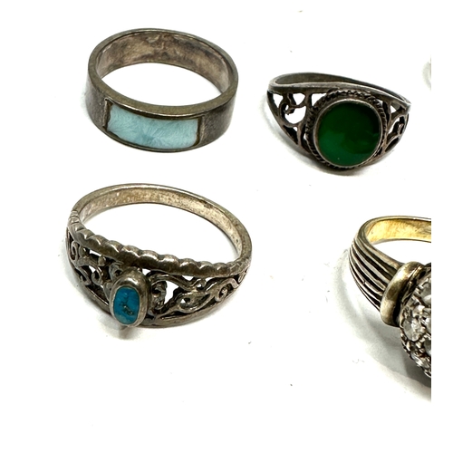 225 - 6 vintage silver gemstone set rings weight 26g