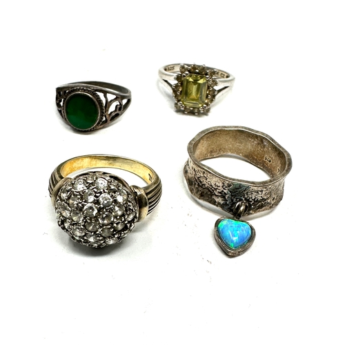 225 - 6 vintage silver gemstone set rings weight 26g