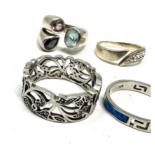 227 - 6 vintage silver gemstone set rings weight 26g