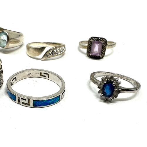 227 - 6 vintage silver gemstone set rings weight 26g