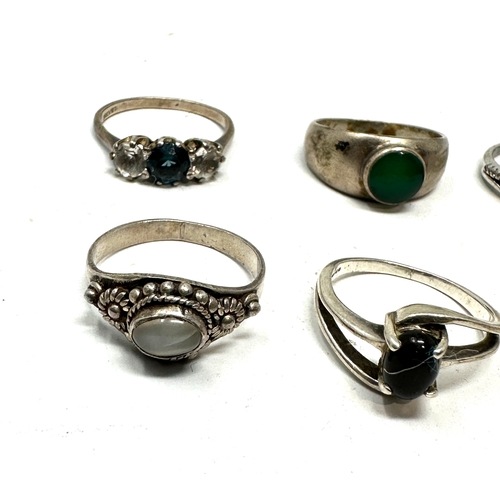 228 - 6 vintage silver gemstone set rings weight