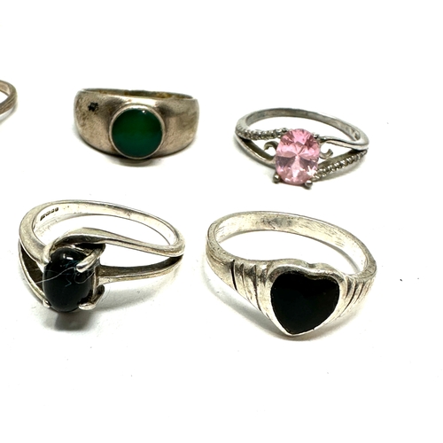 228 - 6 vintage silver gemstone set rings weight