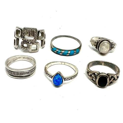 229 - 6 vintage silver gemstone set rings weight 17g