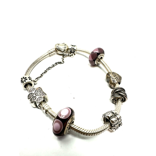 230 - Pandora silver charm bracelet & charms