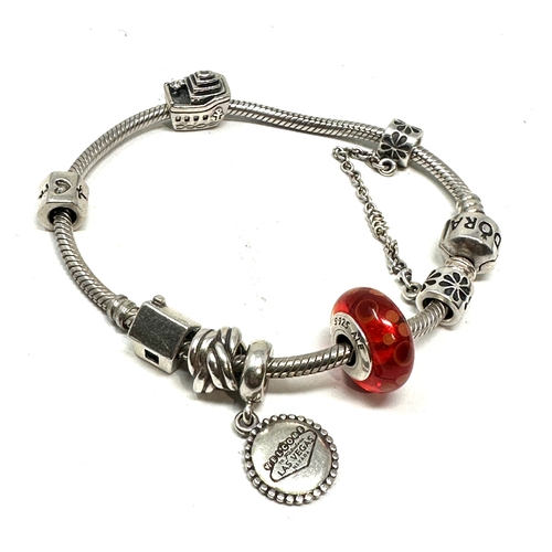 231 - Pandora silver charm bracelet & charms