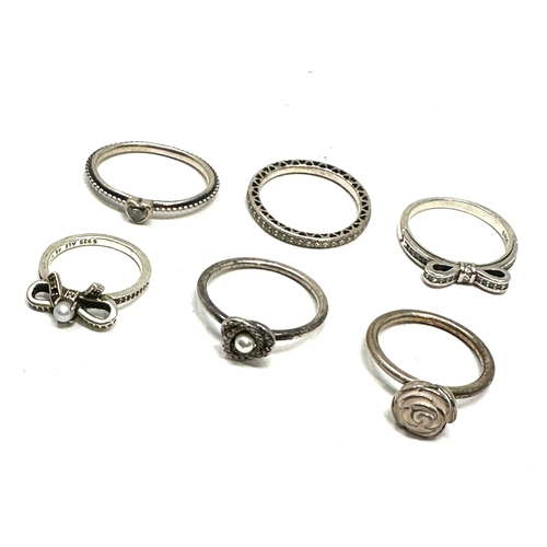 236 - 6 Silver Pandora rings