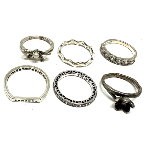 238 - 6 Silver Pandora rings