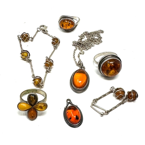 241 - Selection of silver & amber jewellery weight 32g