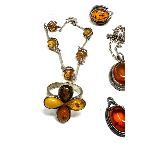 241 - Selection of silver & amber jewellery weight 32g