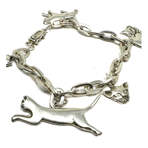 243 - Vintage silver cat charm bracelet weight 25g