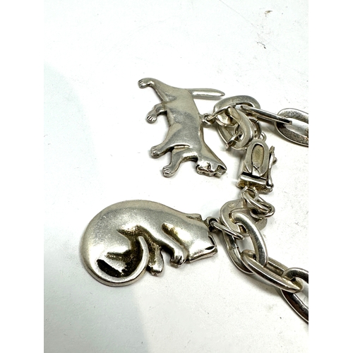 243 - Vintage silver cat charm bracelet weight 25g