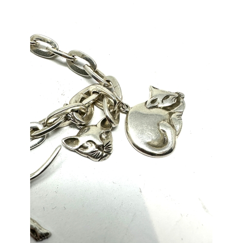 243 - Vintage silver cat charm bracelet weight 25g