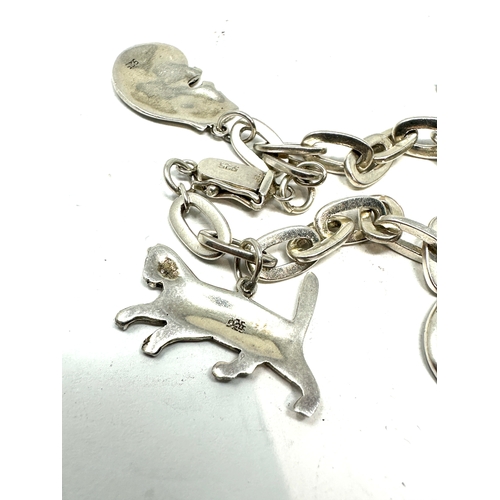 243 - Vintage silver cat charm bracelet weight 25g