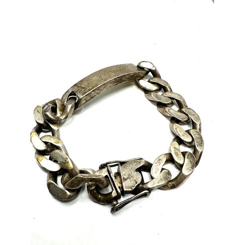 245 - Heavy vintage chunky curb link i.d bracelet engraved mick weight 77g