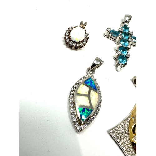 248 - 6 silver gemstone set pendants