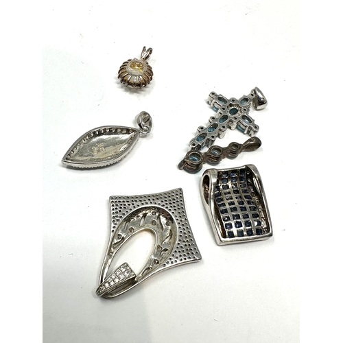 248 - 6 silver gemstone set pendants