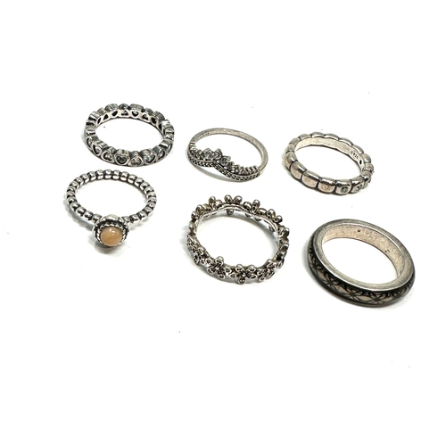 251 - 6 silver pandora rings