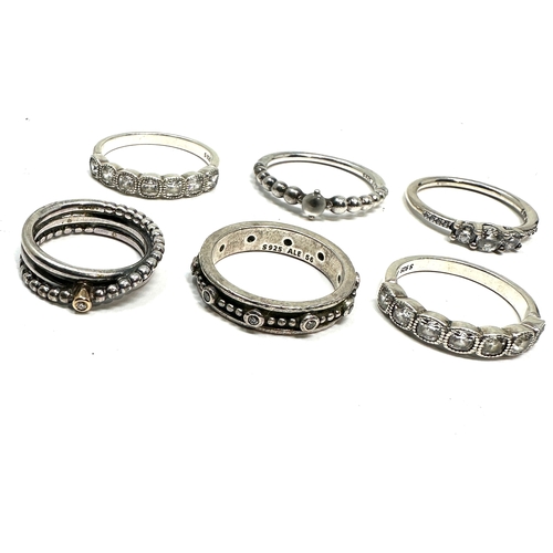 253 - 6 silver pandora rings