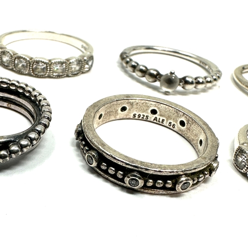 253 - 6 silver pandora rings