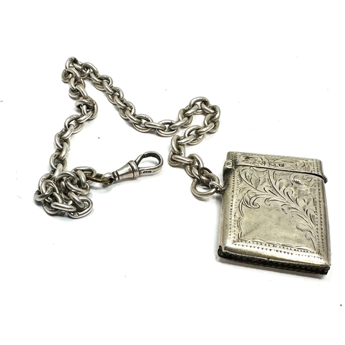 12 - Antique silver albert watch chain & vesta case chain weight 30g