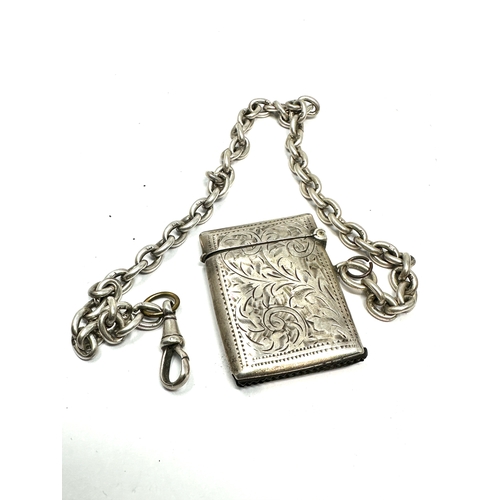 12 - Antique silver albert watch chain & vesta case chain weight 30g