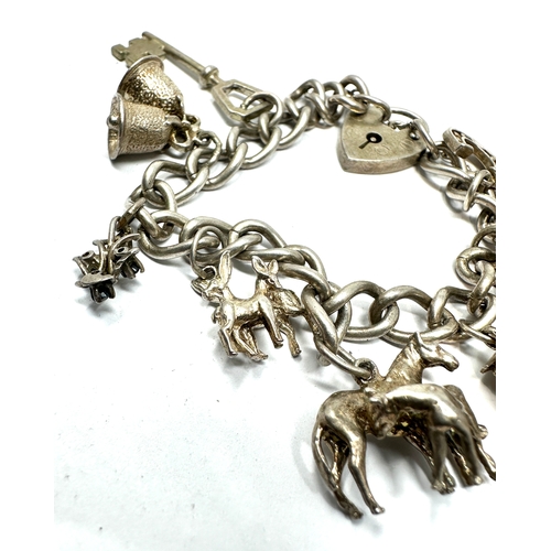 256 - Vintage silver charm bracelet and charms weight 36g