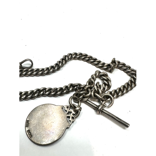 13 - Antique silver double albert & fob watch chain weight 53g