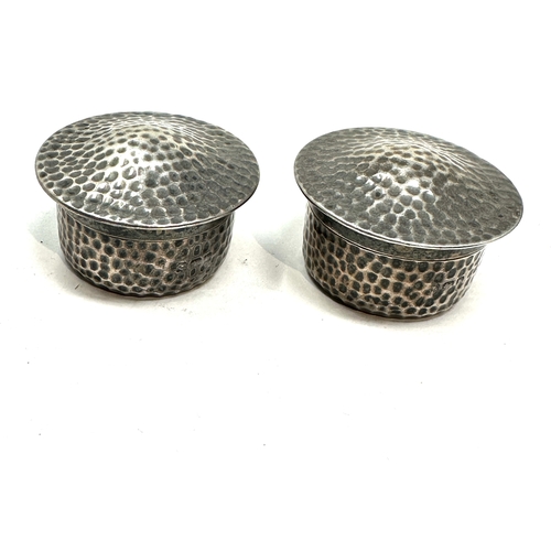 14 - pair of antique silver pill boxes each measure approx 3.5 cm dia