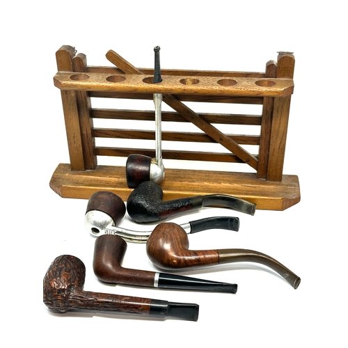 455 - selection of vintage pipes in wooden stand