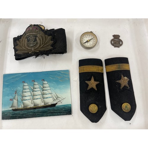 554 - WW2 Royal Navy, Merchant navy insignia/ items