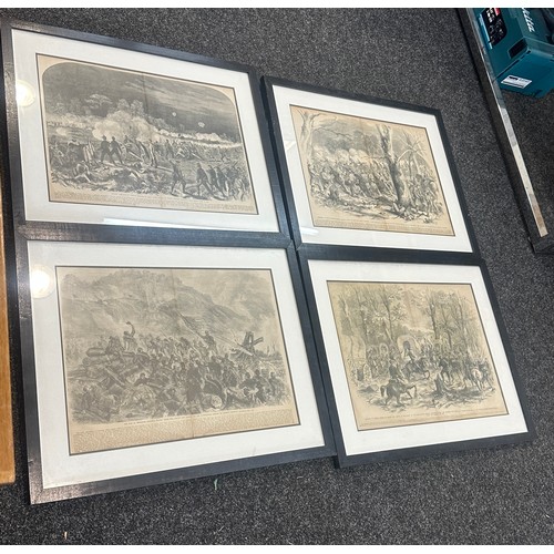 72 - Four framed American Civil War prints largest measures approx 22 inches long by 27 wide