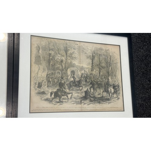 72 - Four framed American Civil War prints largest measures approx 22 inches long by 27 wide