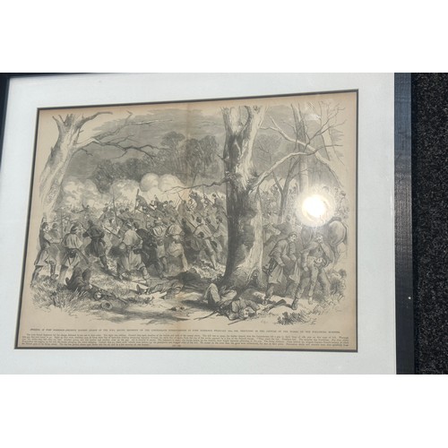 72 - Four framed American Civil War prints largest measures approx 22 inches long by 27 wide