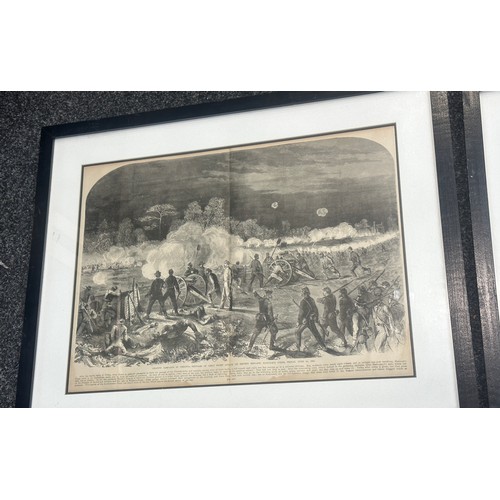 72 - Four framed American Civil War prints largest measures approx 22 inches long by 27 wide