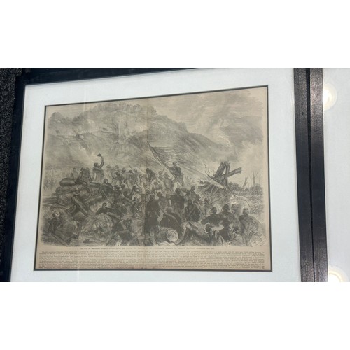 72 - Four framed American Civil War prints largest measures approx 22 inches long by 27 wide