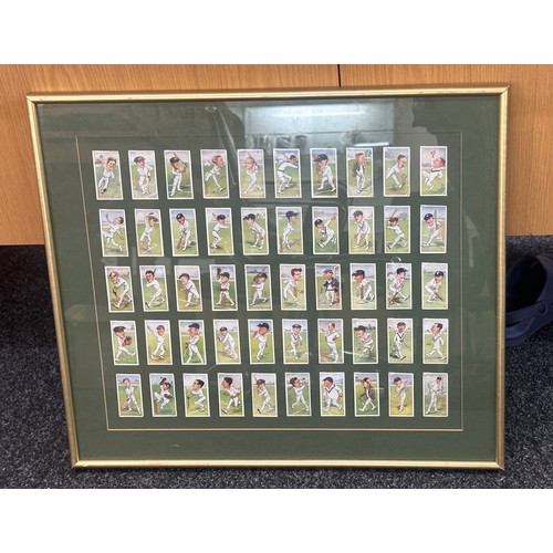 44 - Framed selection of cricket cigarette cards measures approx 22 inches tall by 25 wide