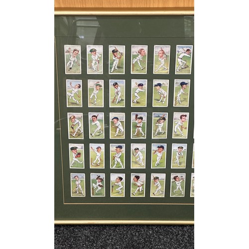 44 - Framed selection of cricket cigarette cards measures approx 22 inches tall by 25 wide