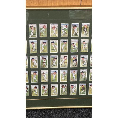 44 - Framed selection of cricket cigarette cards measures approx 22 inches tall by 25 wide