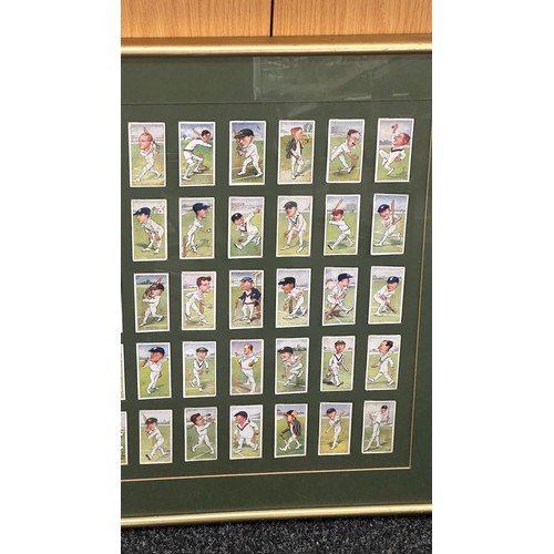 44 - Framed selection of cricket cigarette cards measures approx 22 inches tall by 25 wide