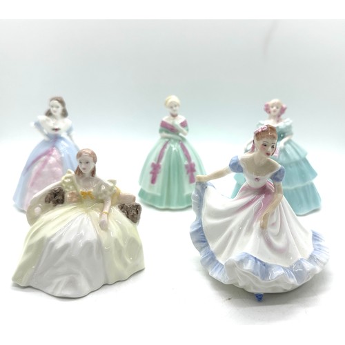 160 - Selection of four Coalport minuettes figures to include Sophie, Hannah, Gemma and Joanne and a Royal... 