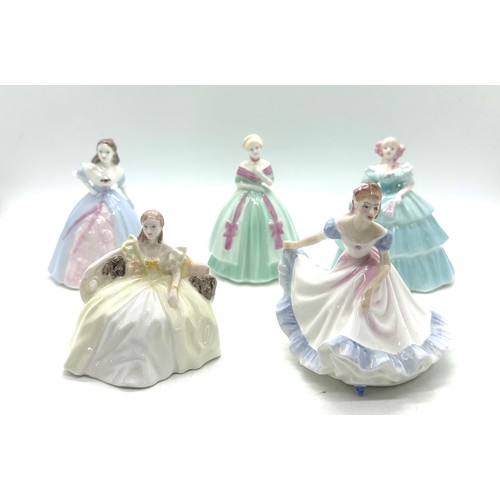 160 - Selection of four Coalport minuettes figures to include Sophie, Hannah, Gemma and Joanne and a Royal... 