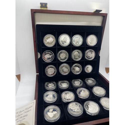 503 - Cased H.M Queen Elizebeth the Queen Mother silver coin set with coas